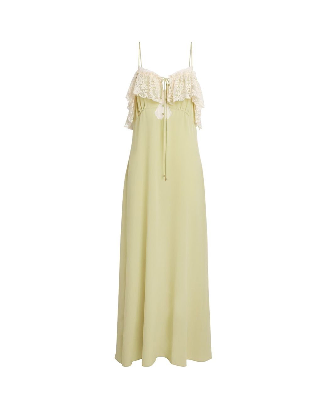 Chloé Metallic Silk Lace-Trim Maxi Dress