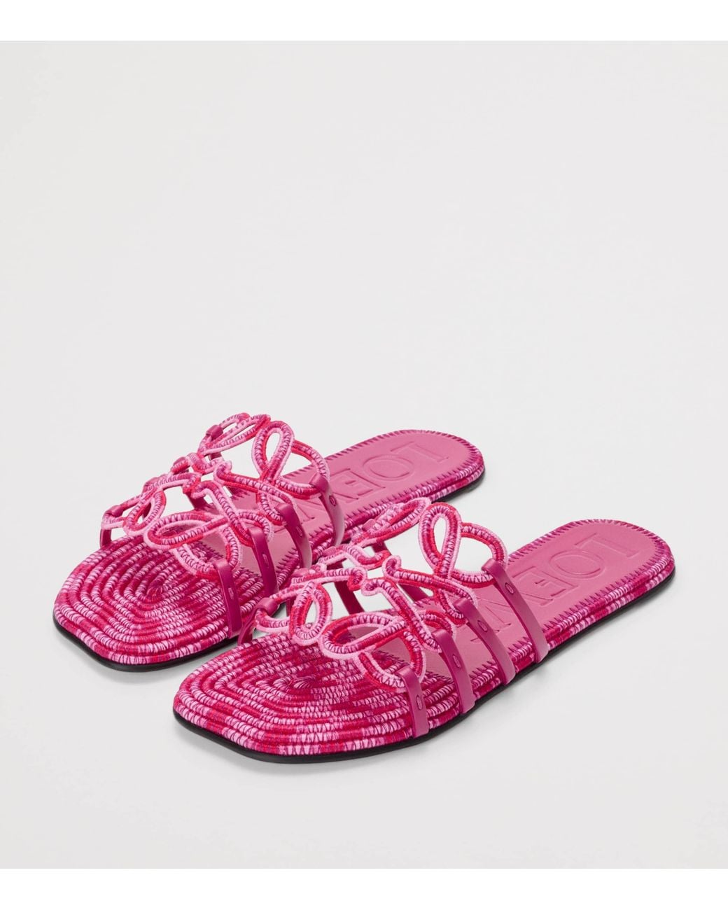 Loewe Pink X Paula's Ibiza Leather Embroidered Petal Anagram Slides