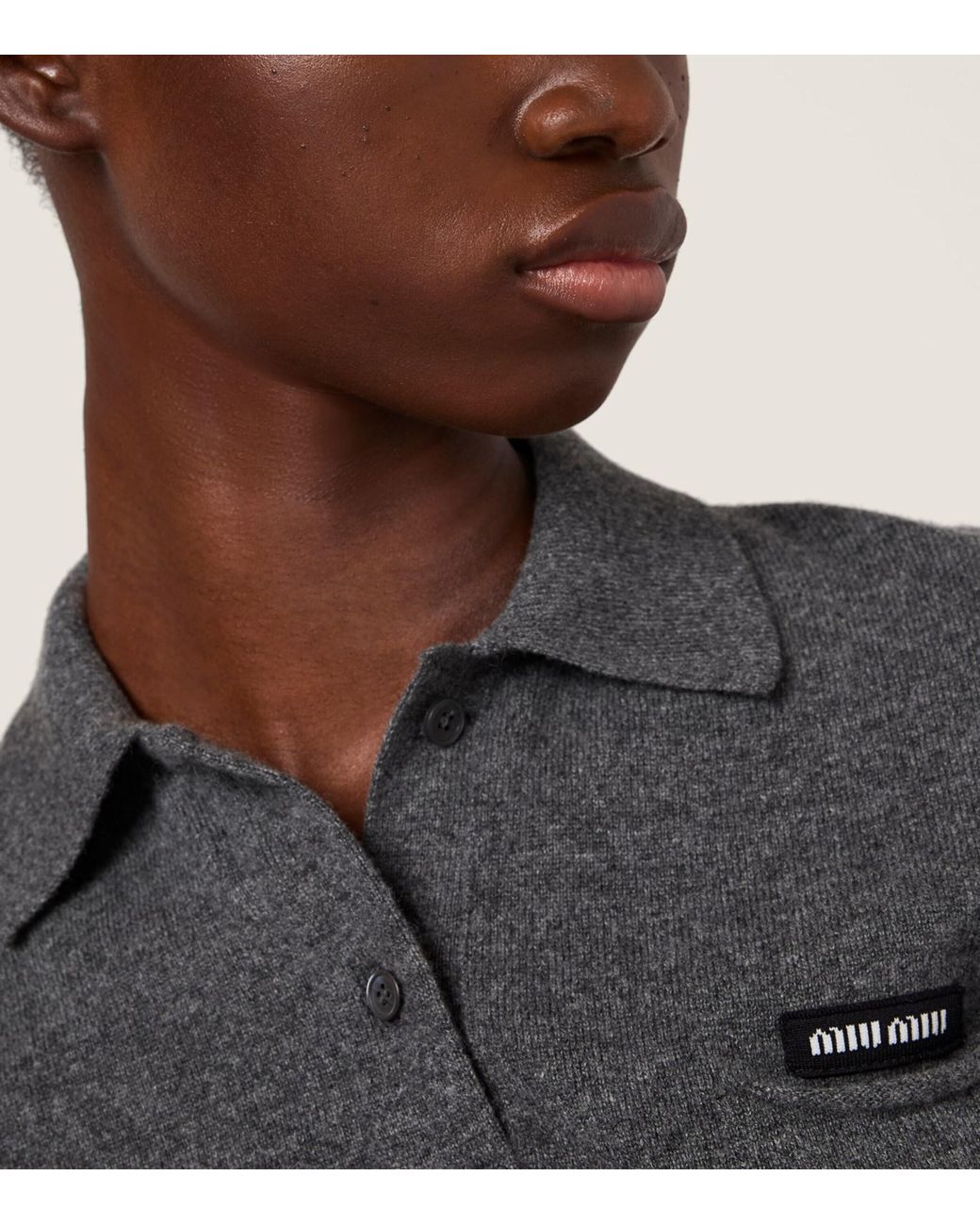 Miu Miu Black Cashmere Logo Polo Shirt