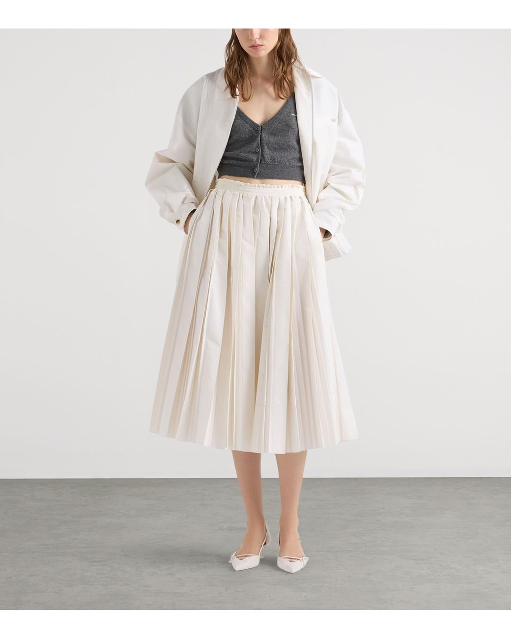 Prada Gray Cashmere Cropped Cardigan
