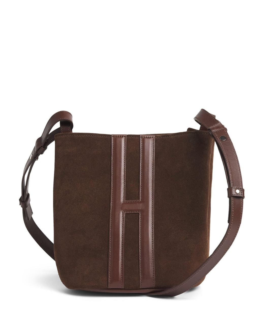 Harrods Brown X Tusting Small Suede H Cross-Body Bag