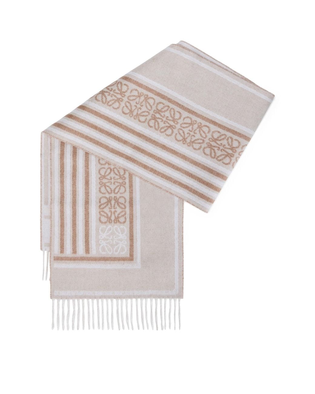 Loewe White Wool-Cashmere Anagram Scarf