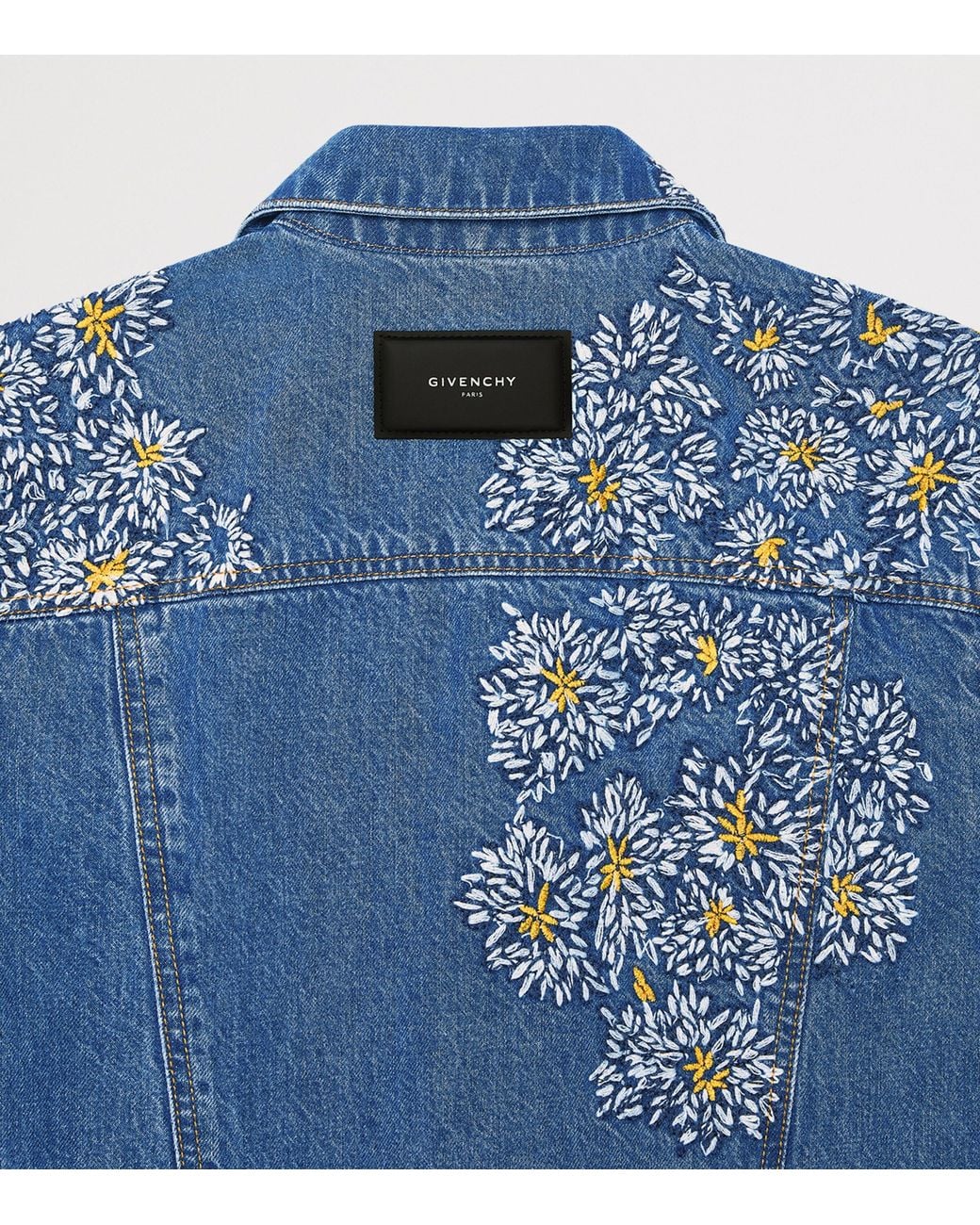 Givenchy Blue Floral Embroidered Denim Jacket for men