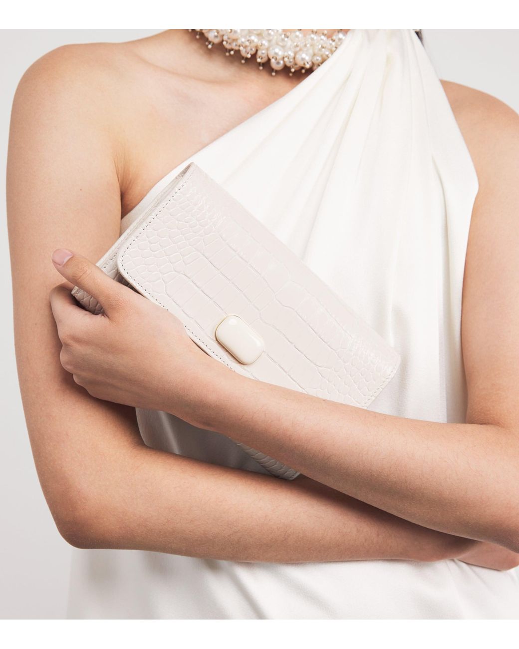 Jeffrey Levinson Natural Leather Croc-Embossed Clutch Bag