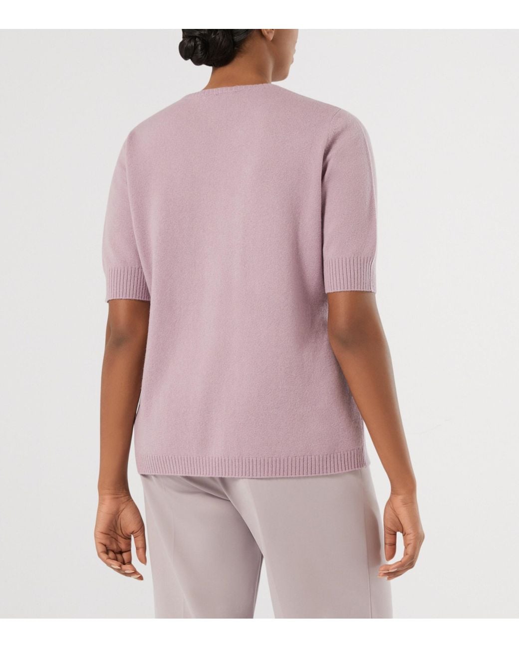 Marina Rinaldi Pink Cashmere Short-Sleeve Sweater