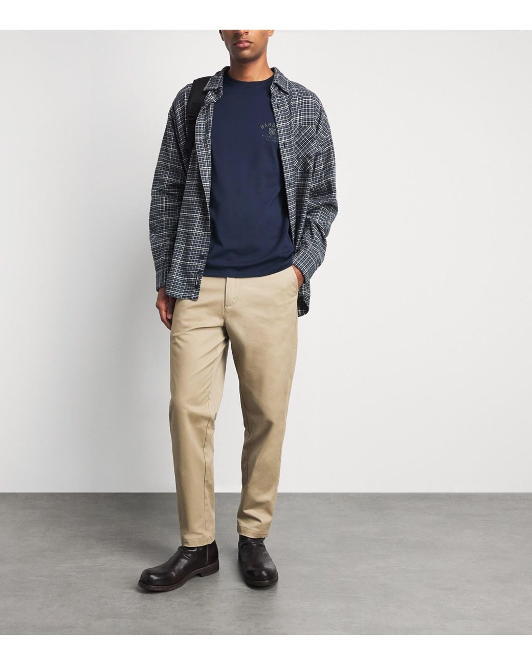 Barbour Blue Cotton Embroidered Crest T-Shirt for men