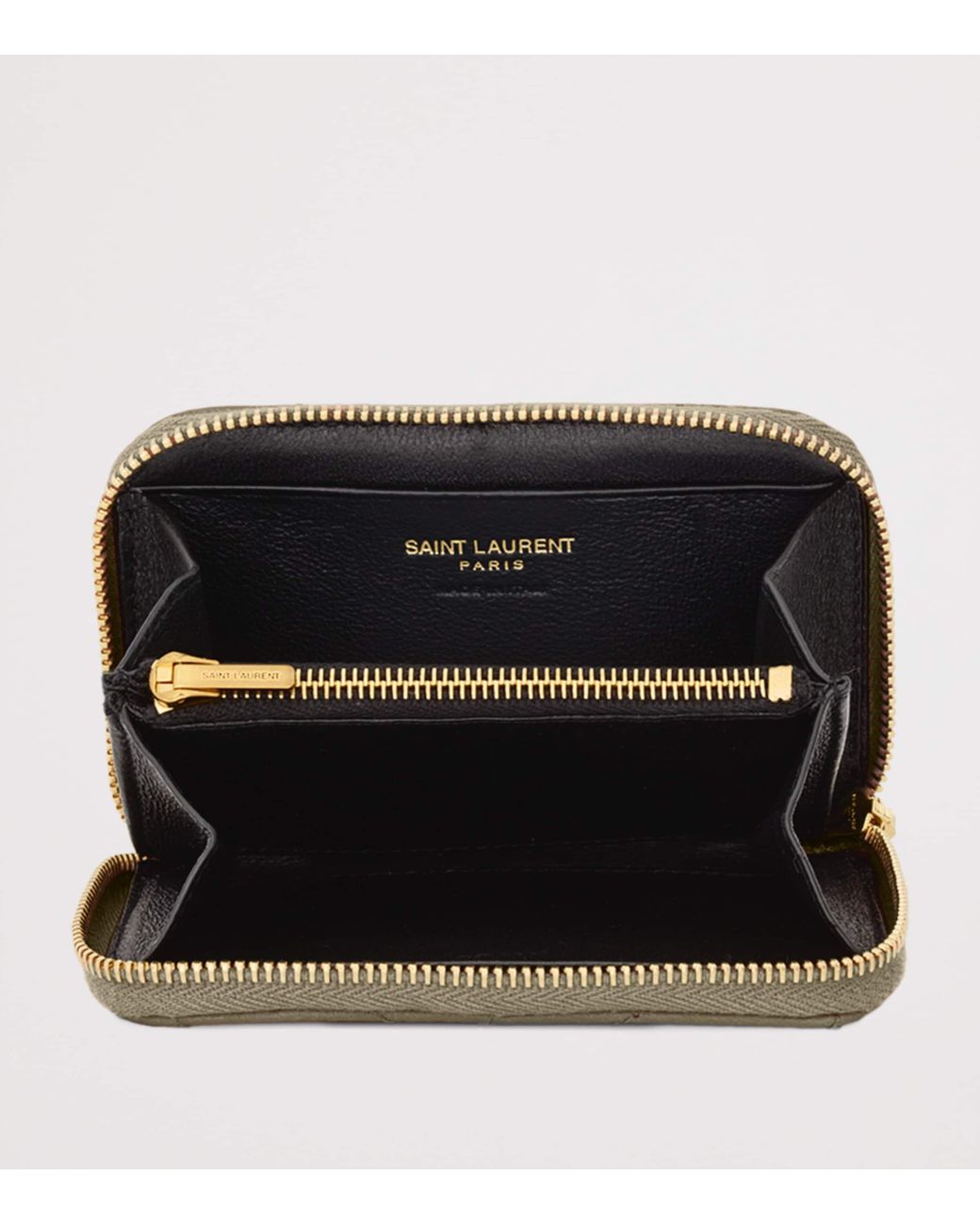 Saint Laurent Green Leather Monogram Matelassé Cassandre Wallet