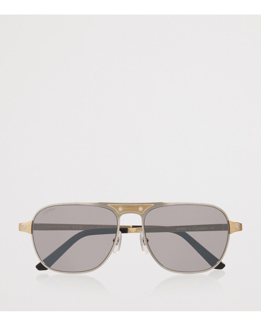 Cartier Gray Rectangular Aviator Sunglasses for men