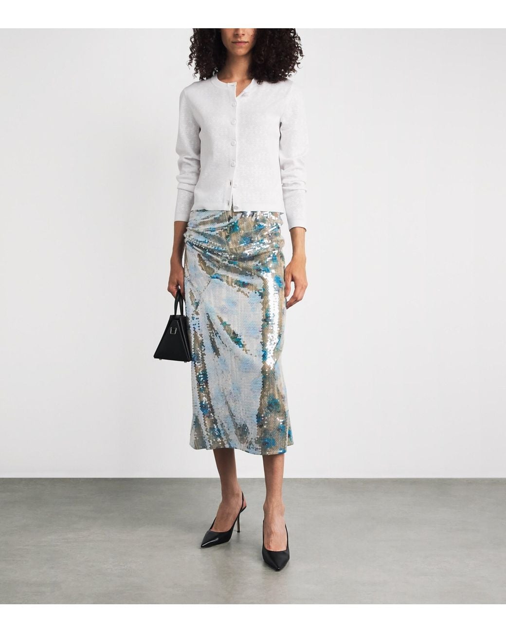 Tory Burch Blue Sequin Midi Skirt