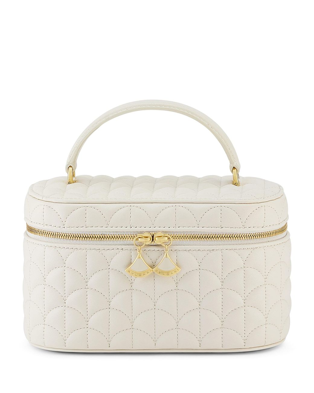 BVLGARI White Leather Divas Dream Vanity Case Bag