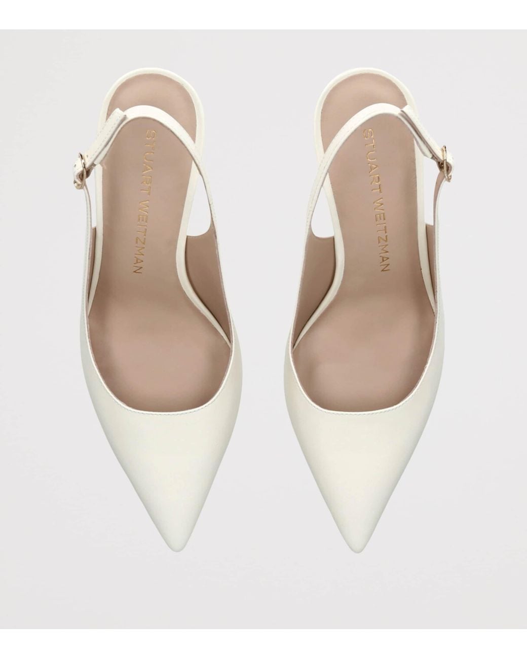 Stuart Weitzman White Leather Power Slingback Pumps 75
