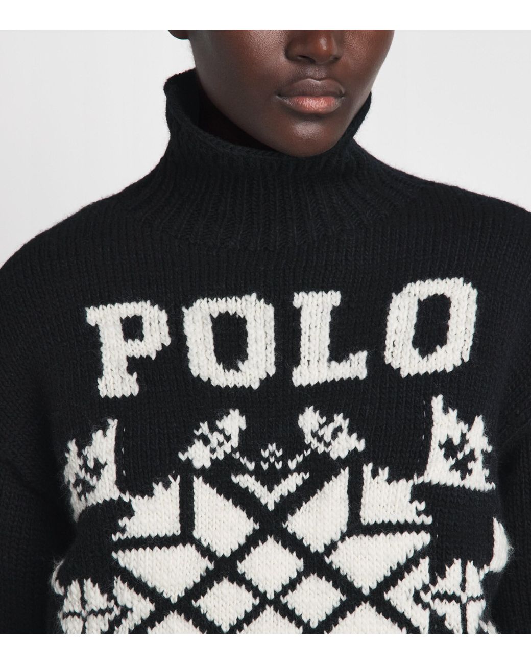 Polo Ralph Lauren Black Wool Logo Polo Sweater