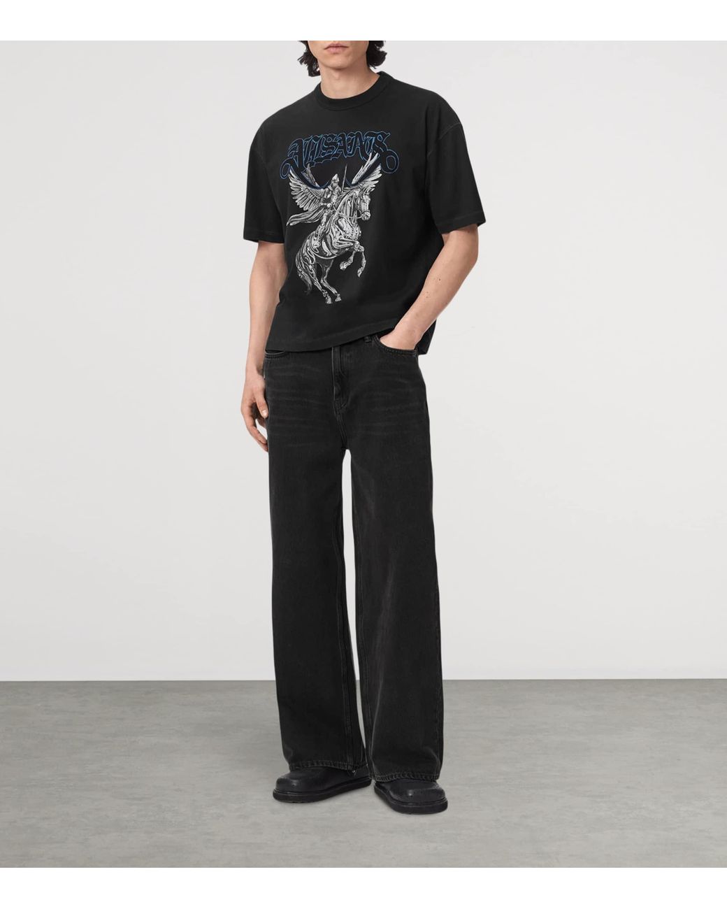 AllSaints Black Seraph Graphic T-Shirt for men
