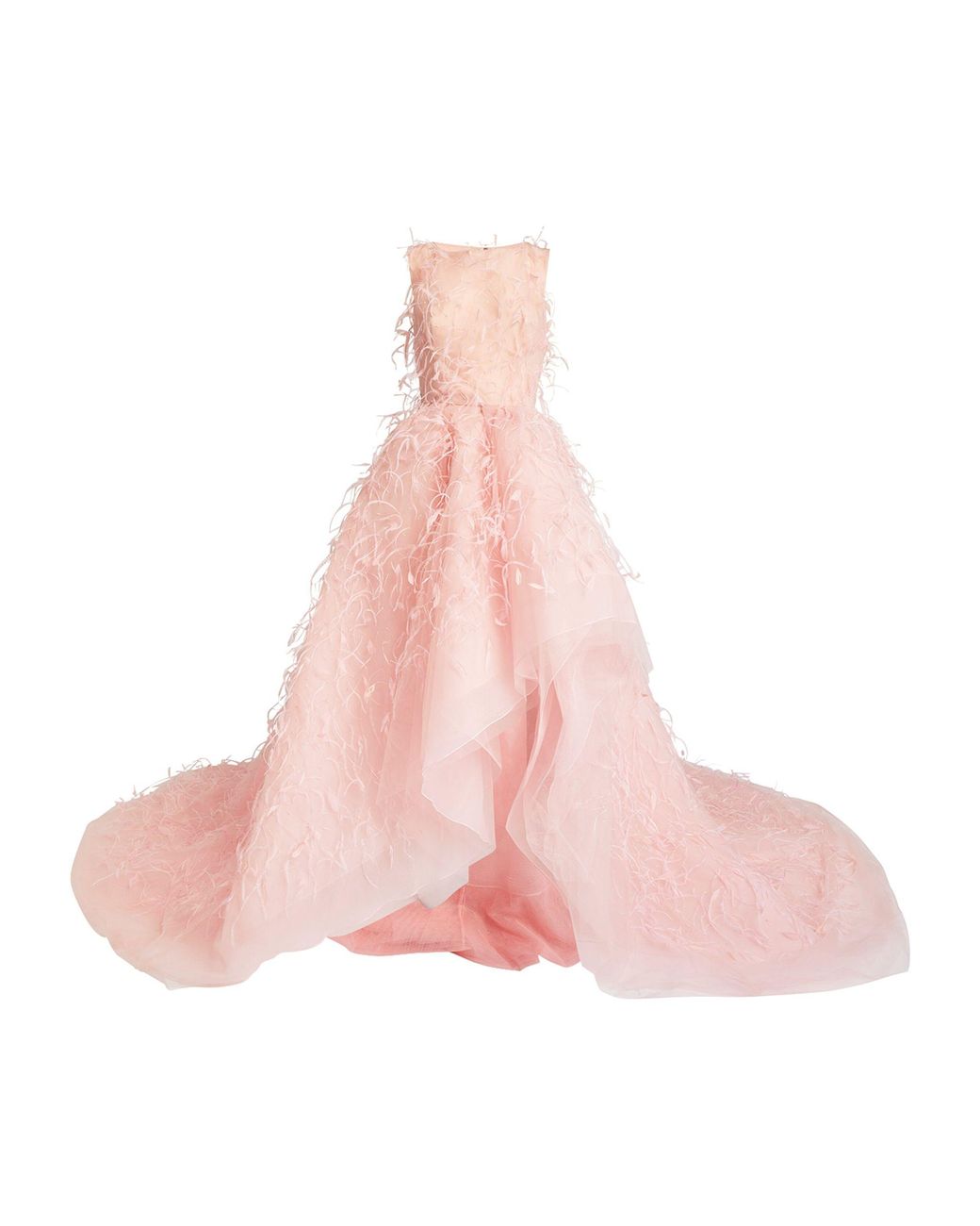 Marchesa Feather-embellished Gown in Pink | Lyst