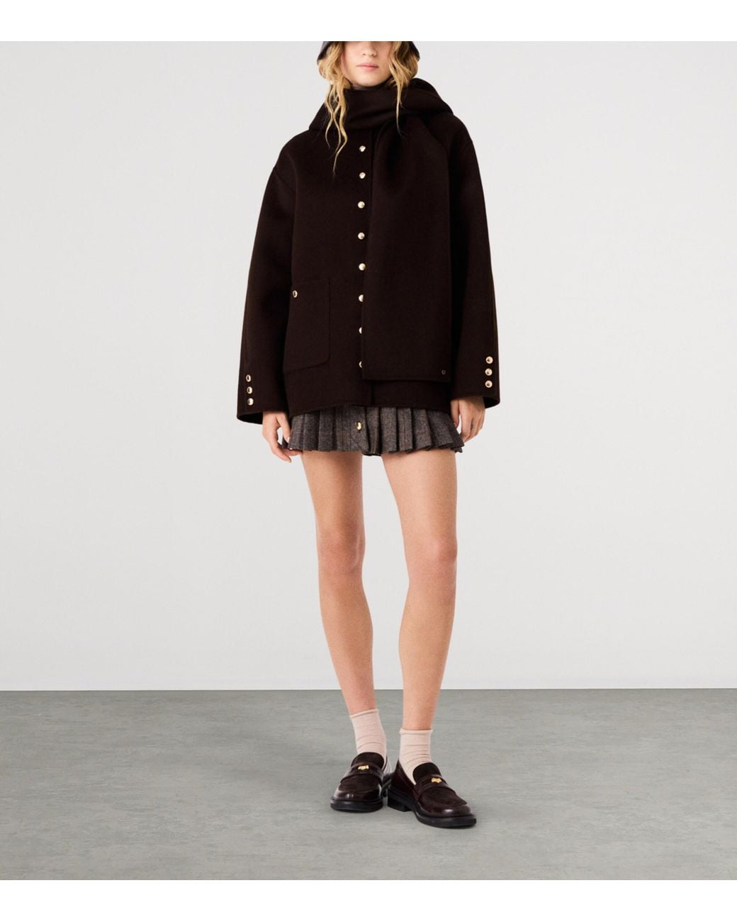 Maje Black Wool-Blend Coat