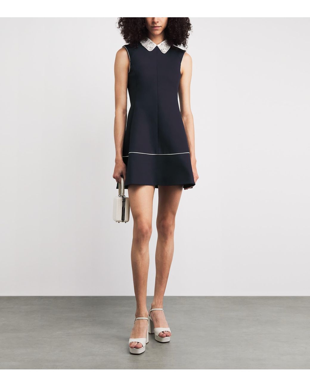 Maje Blue Embellished Collar Mini Dress