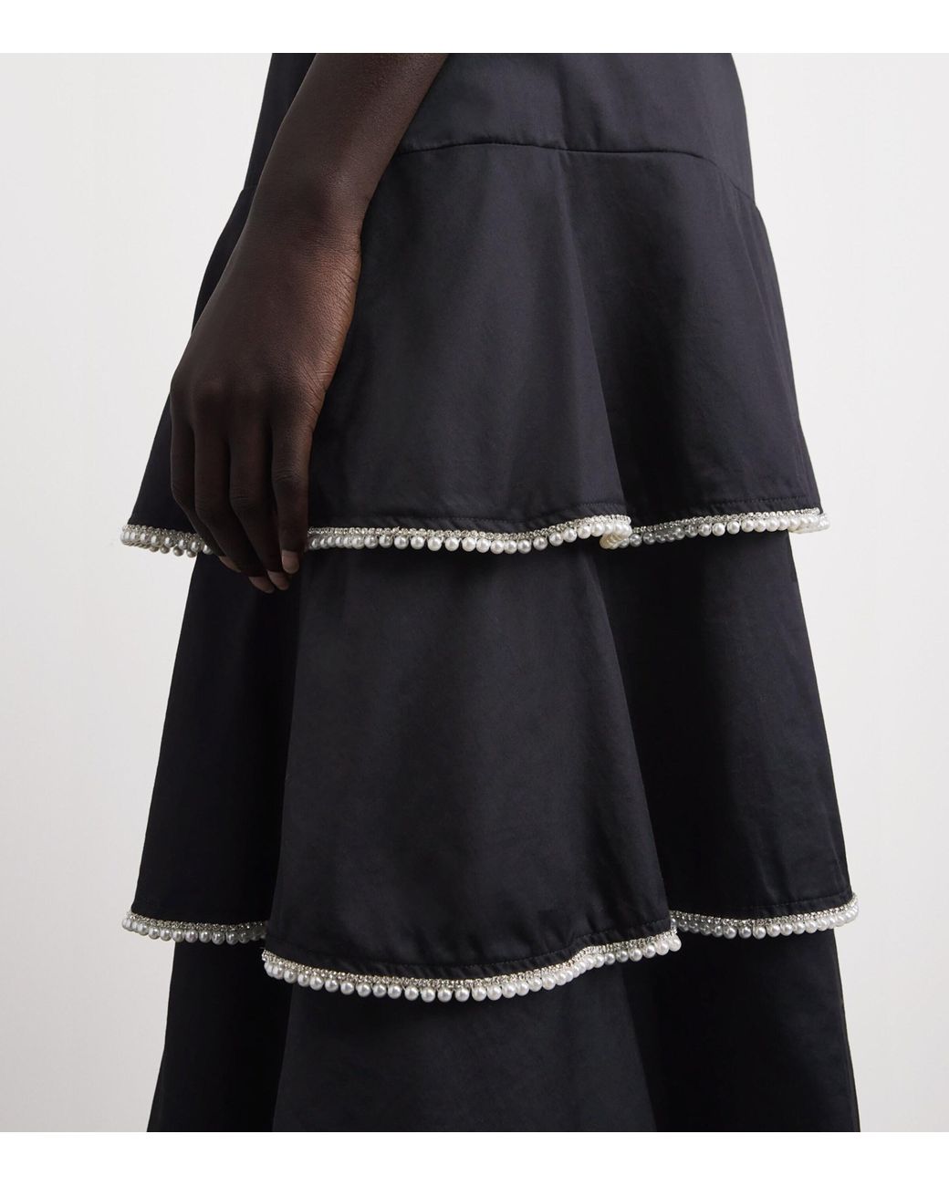 Sandro Black Cotton Embellished Maxi Skirt
