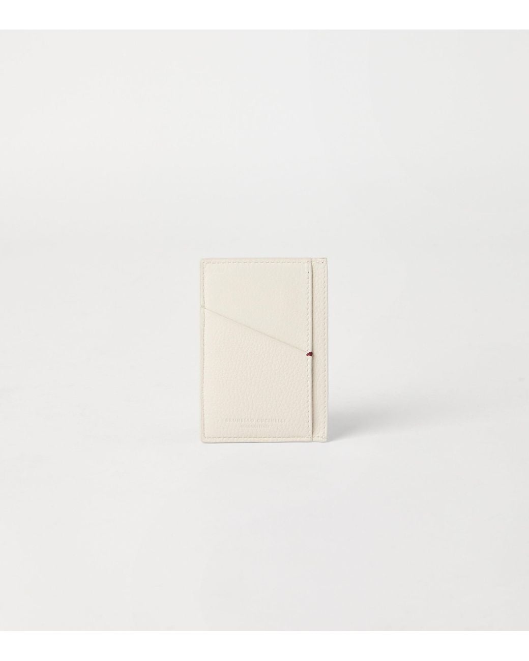 Brunello Cucinelli Natural Grained Leather Card Holder for men