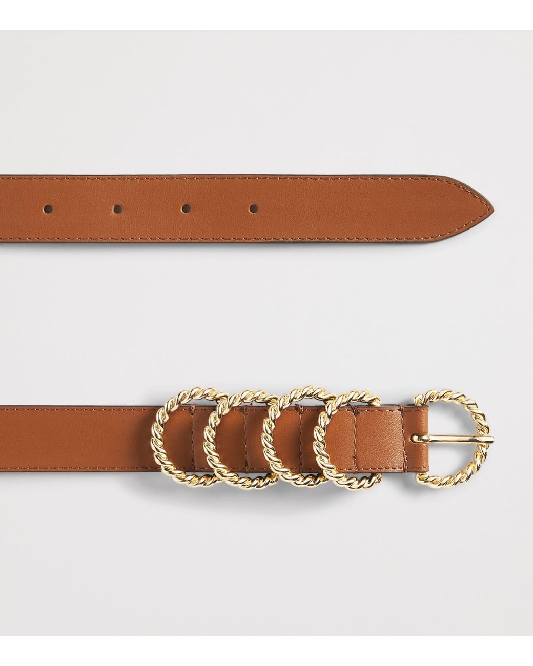 Claudie Pierlot Brown Calfskin Ring-Detail Belt