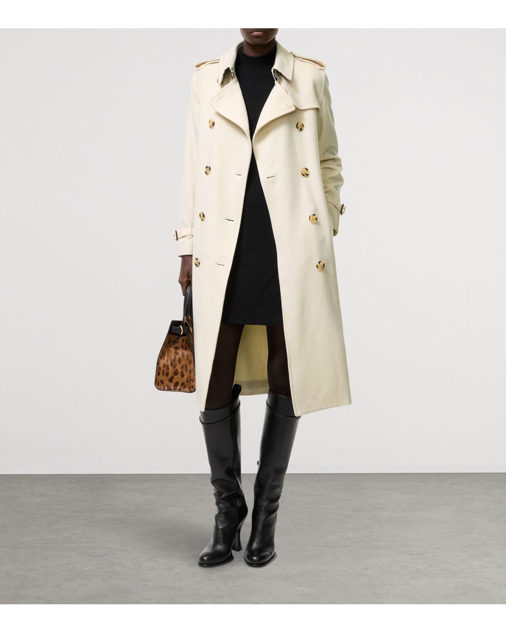 Burberry Natural Cashmere Long Kensington Trench Coat