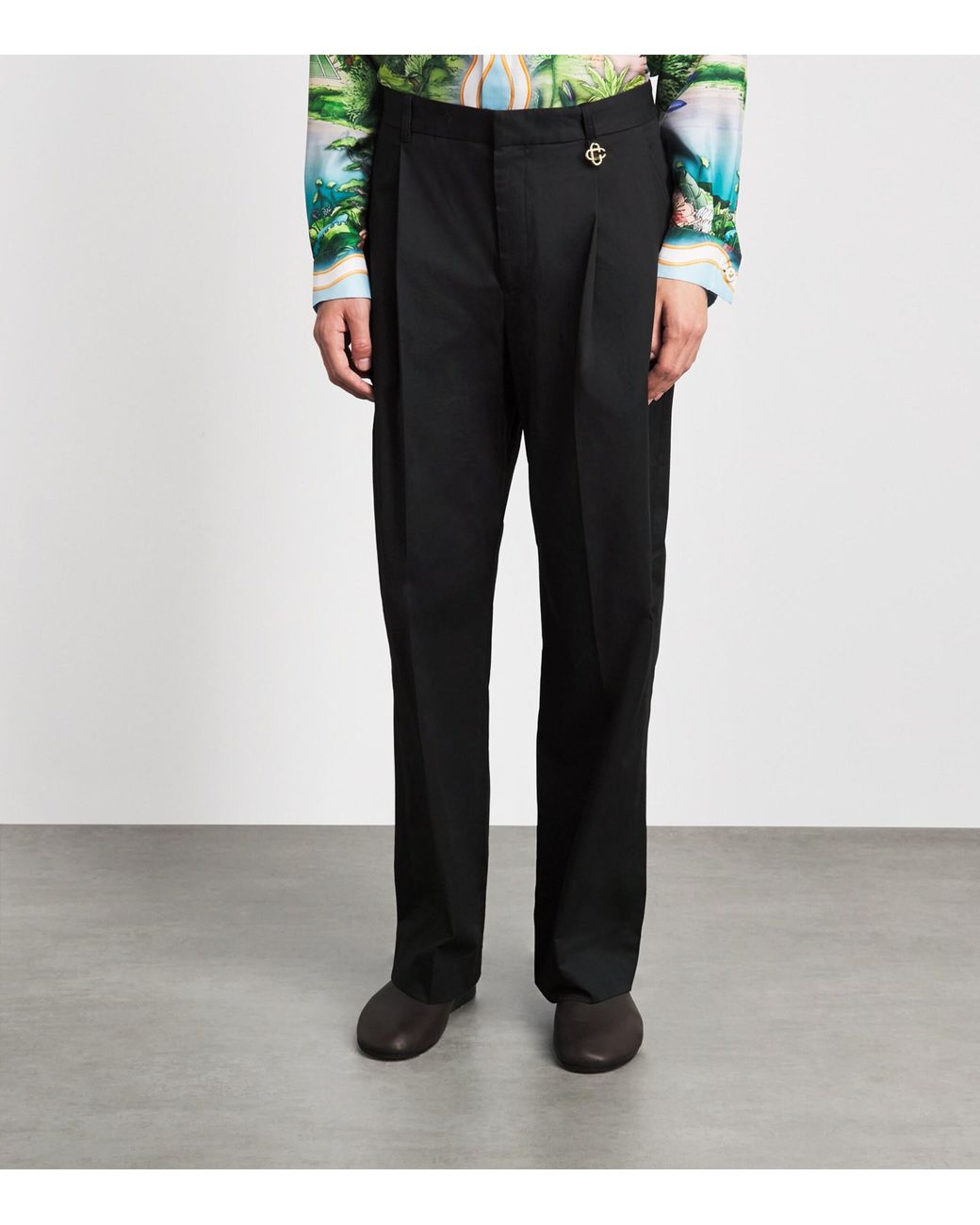 Casablanca Black Pleated Straight Trousers for men