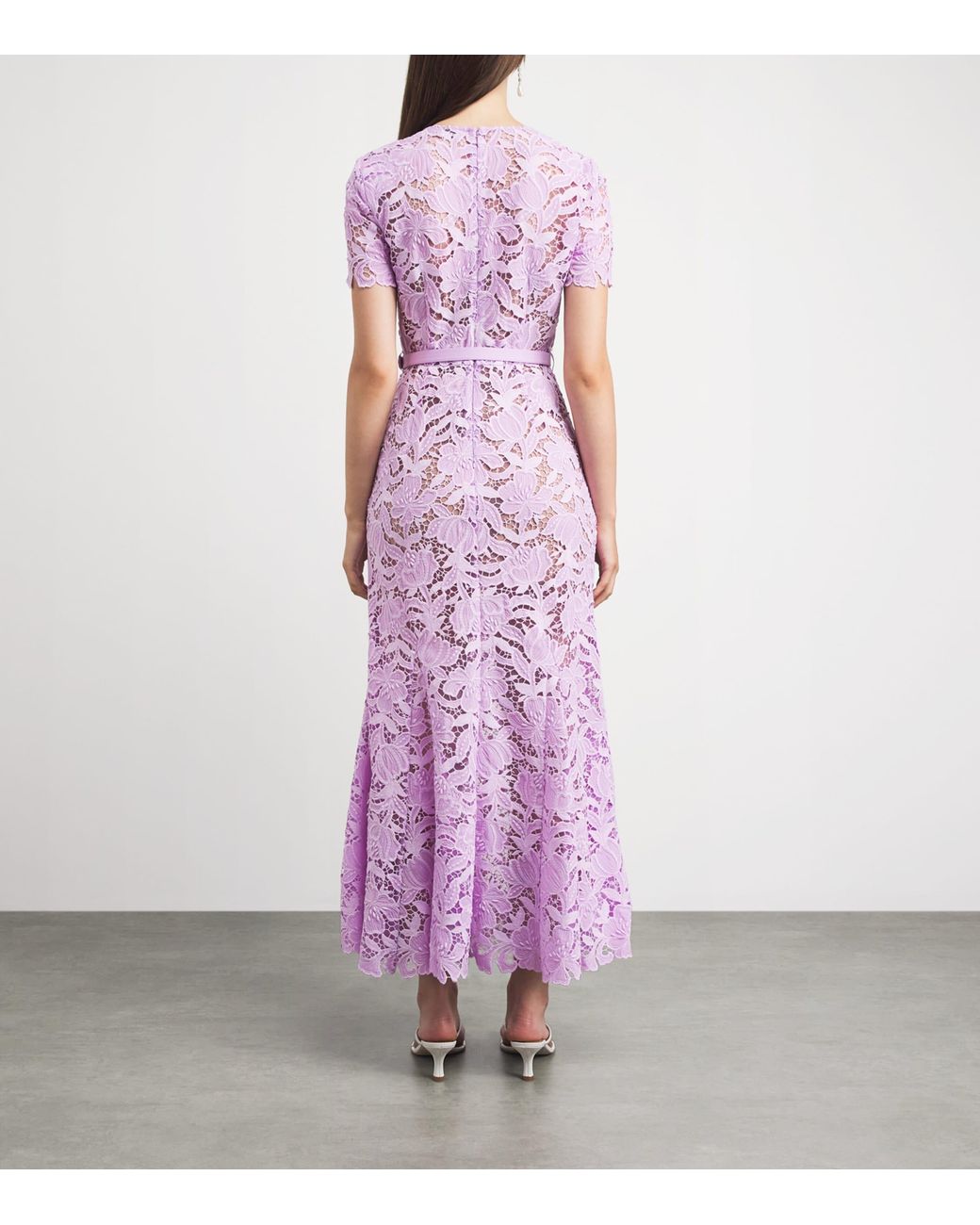 Self-Portrait Purple Lace Belted Midi Dress