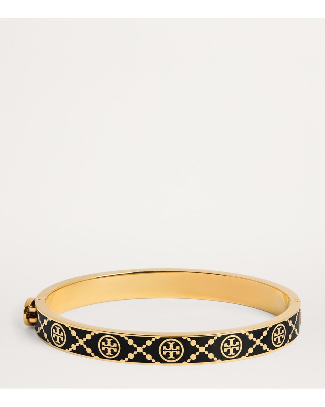 Tory Burch Natural Double T Monogram Hinge Bangle