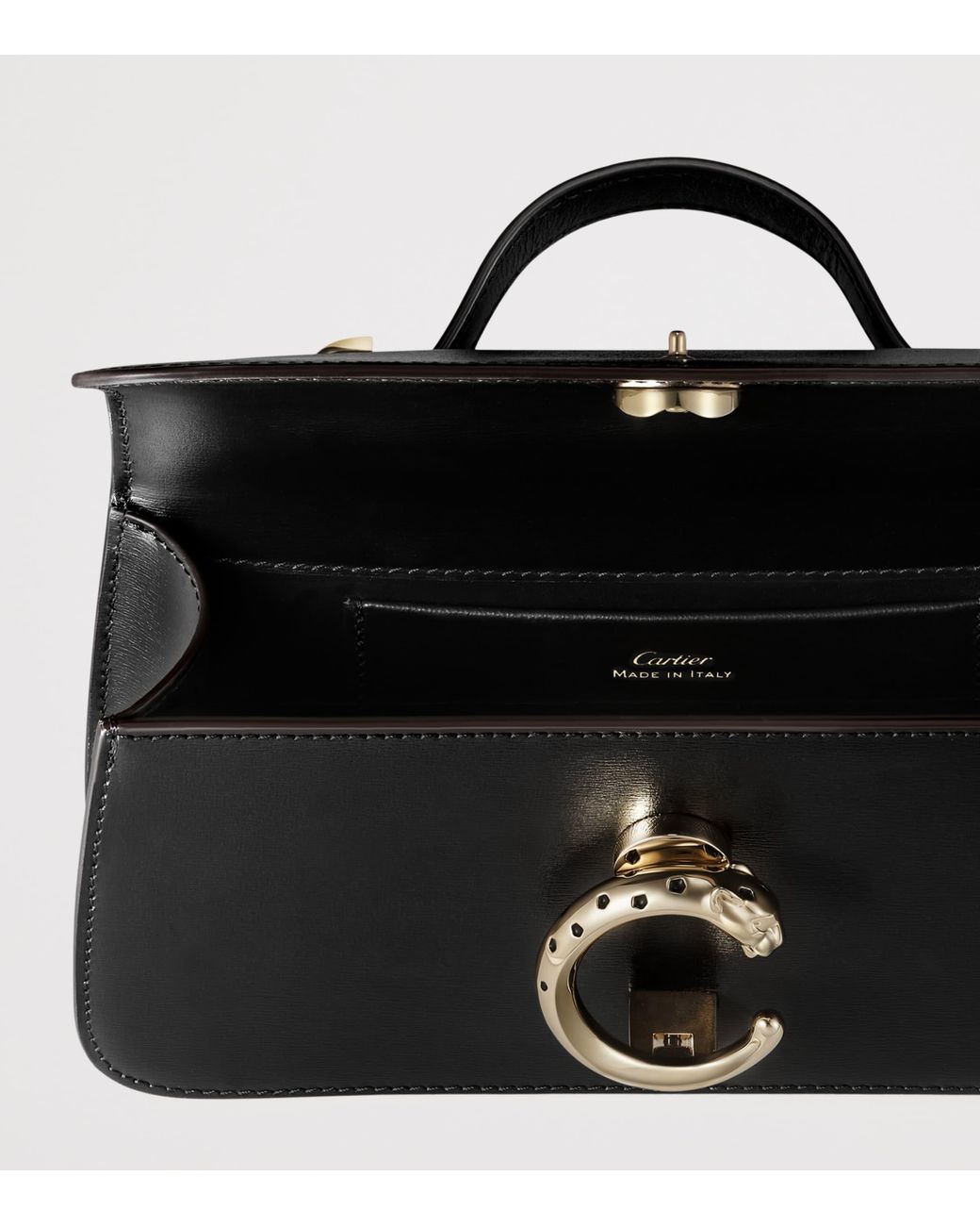 Cartier Black Small Leather Panthère De Top-Handle Bag
