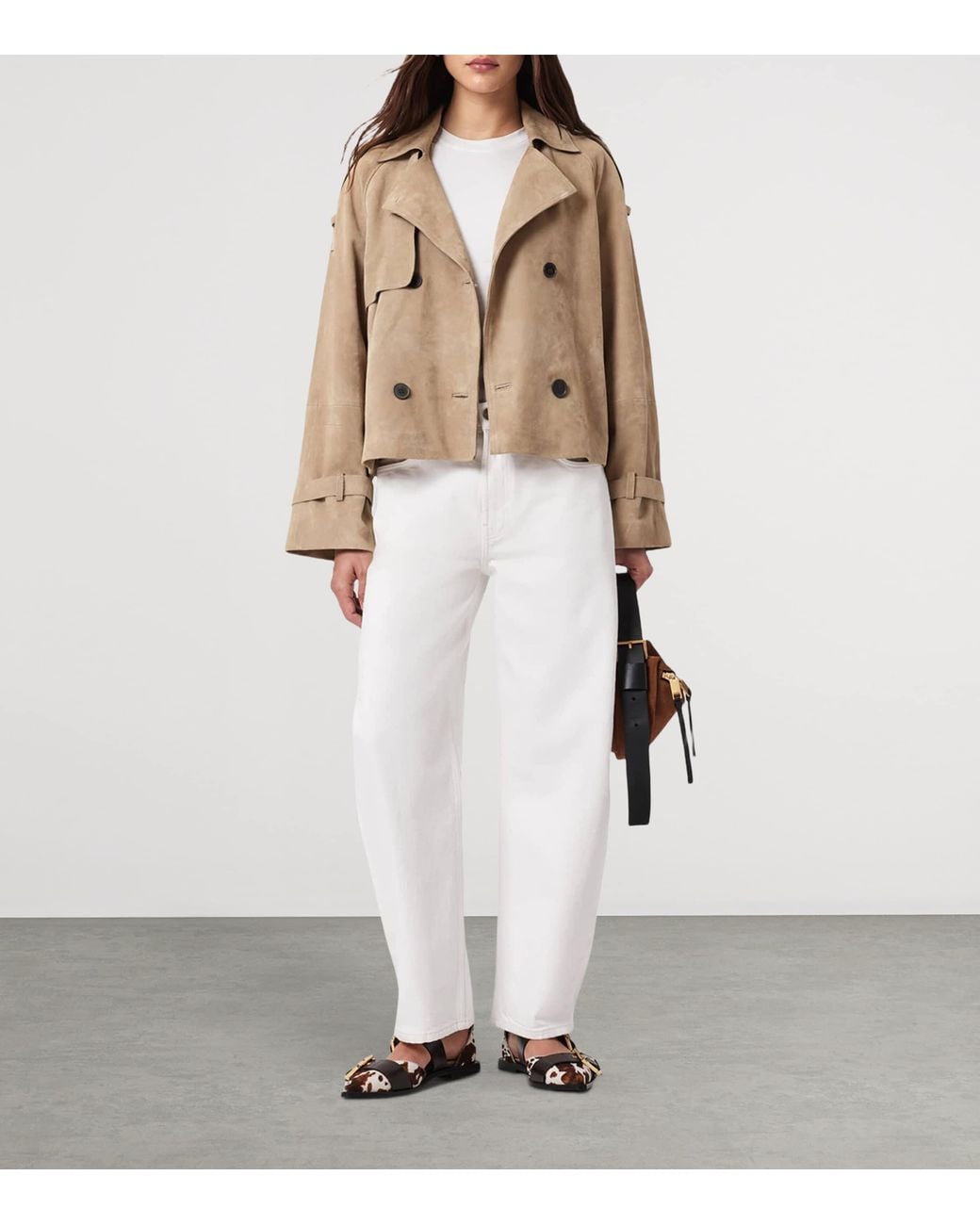 AllSaints Natural Suede Reed Trench Jacket