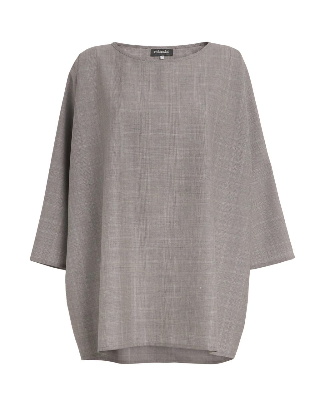 Eskandar Gray Virgin Wool Boat-Neck Blouse