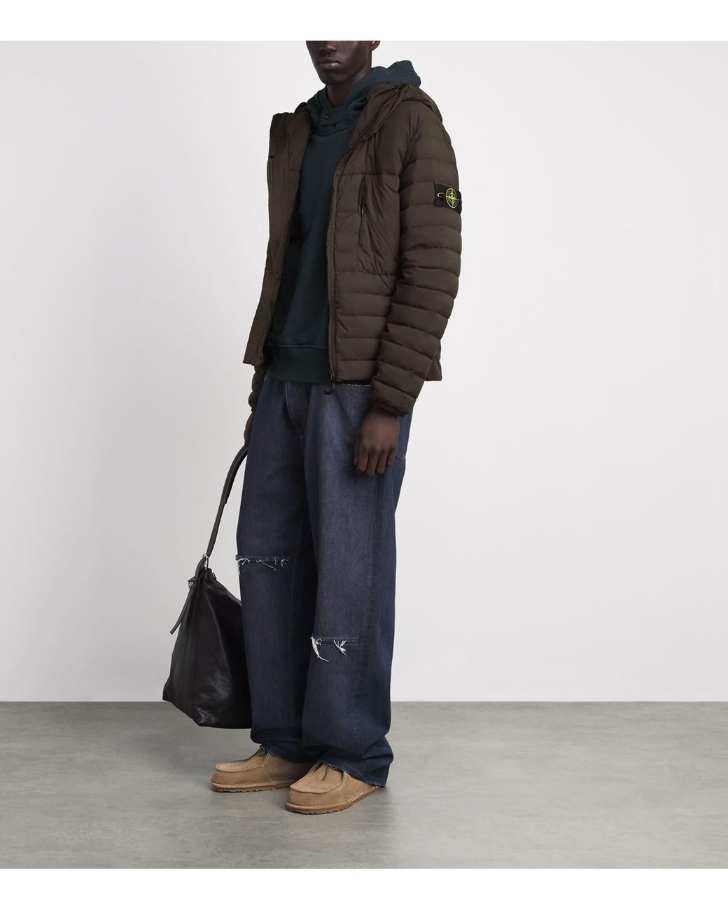 Stone Island Brown Down Cordura Puffer Jacket for men