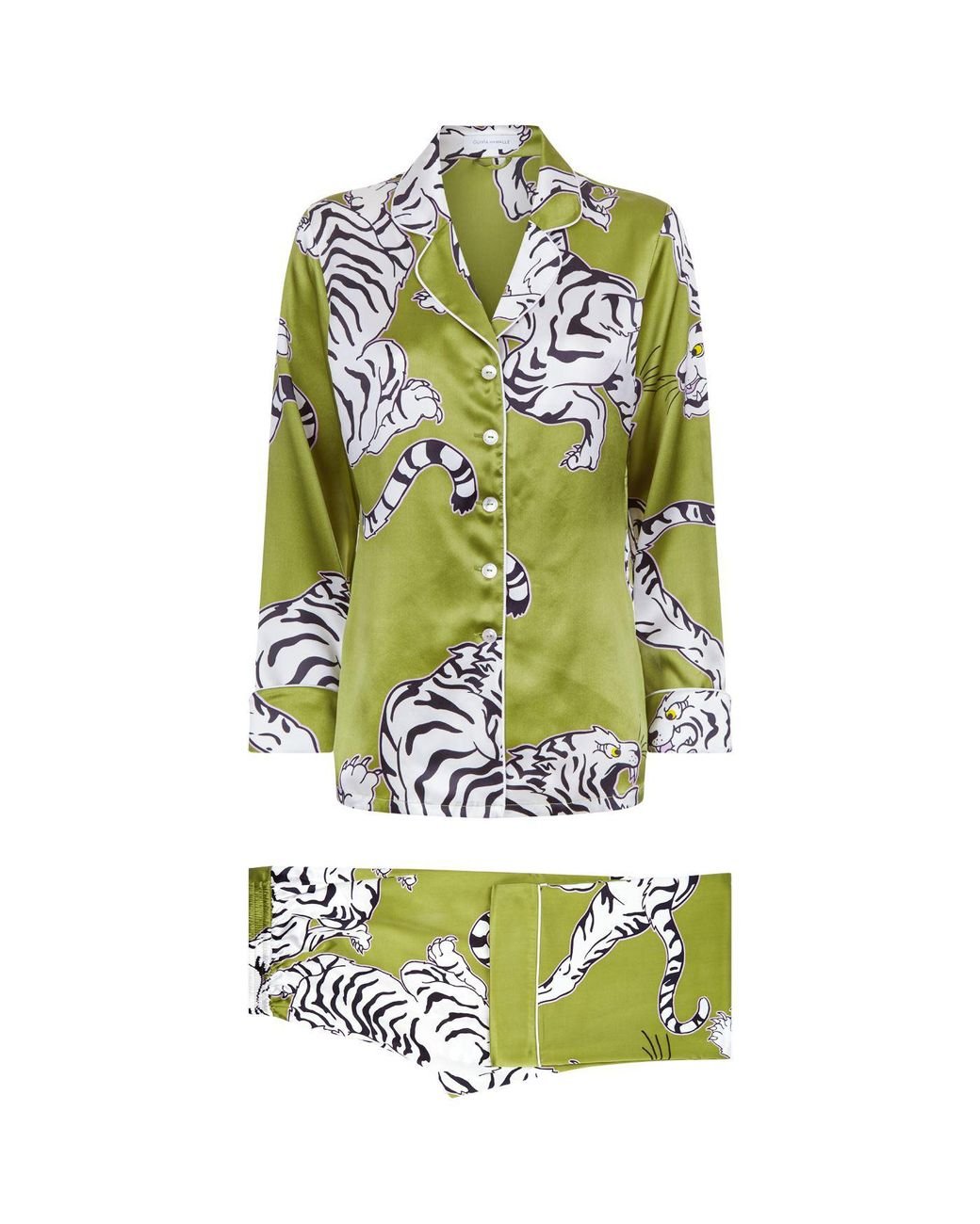 Olivia Von Halle Lila Rola Pyjama Set in Green Lyst