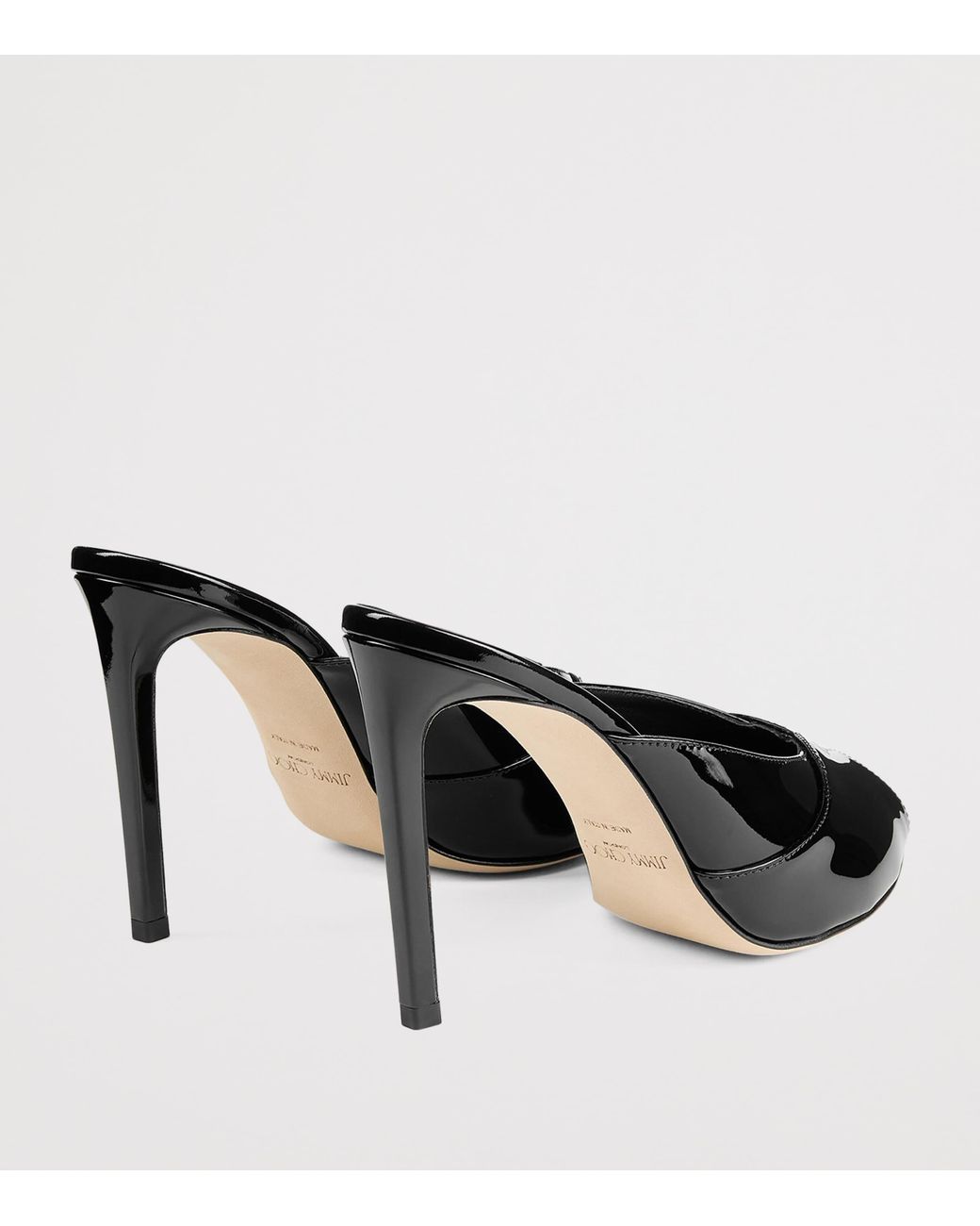 Jimmy Choo Black Brigitte 100 Patent Leather Mules