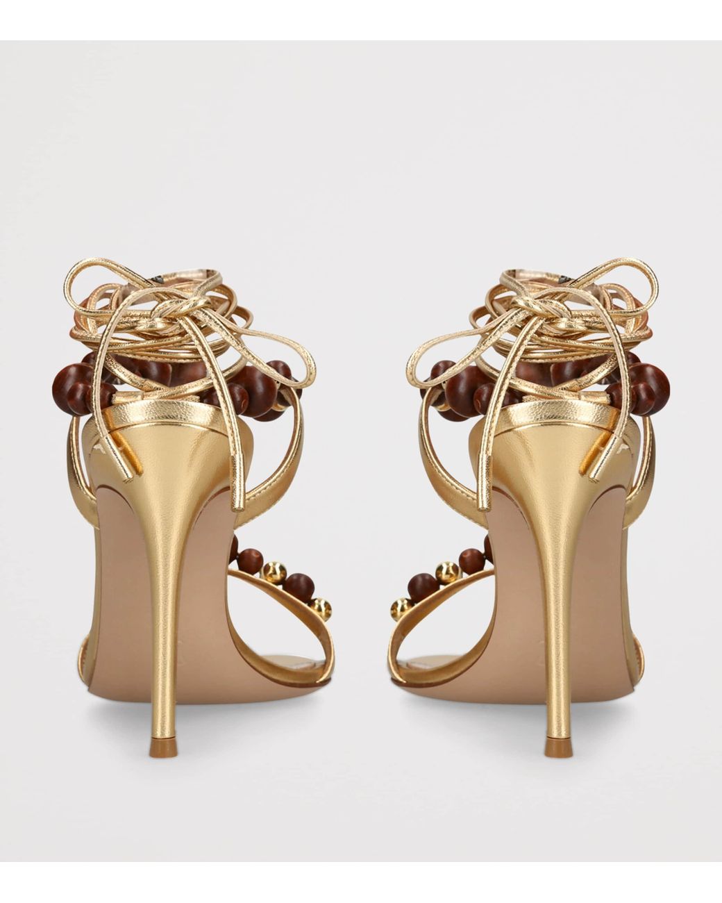 Gianvito Rossi Metallic Leather Embellished Pandawa Wrap Sandals 95
