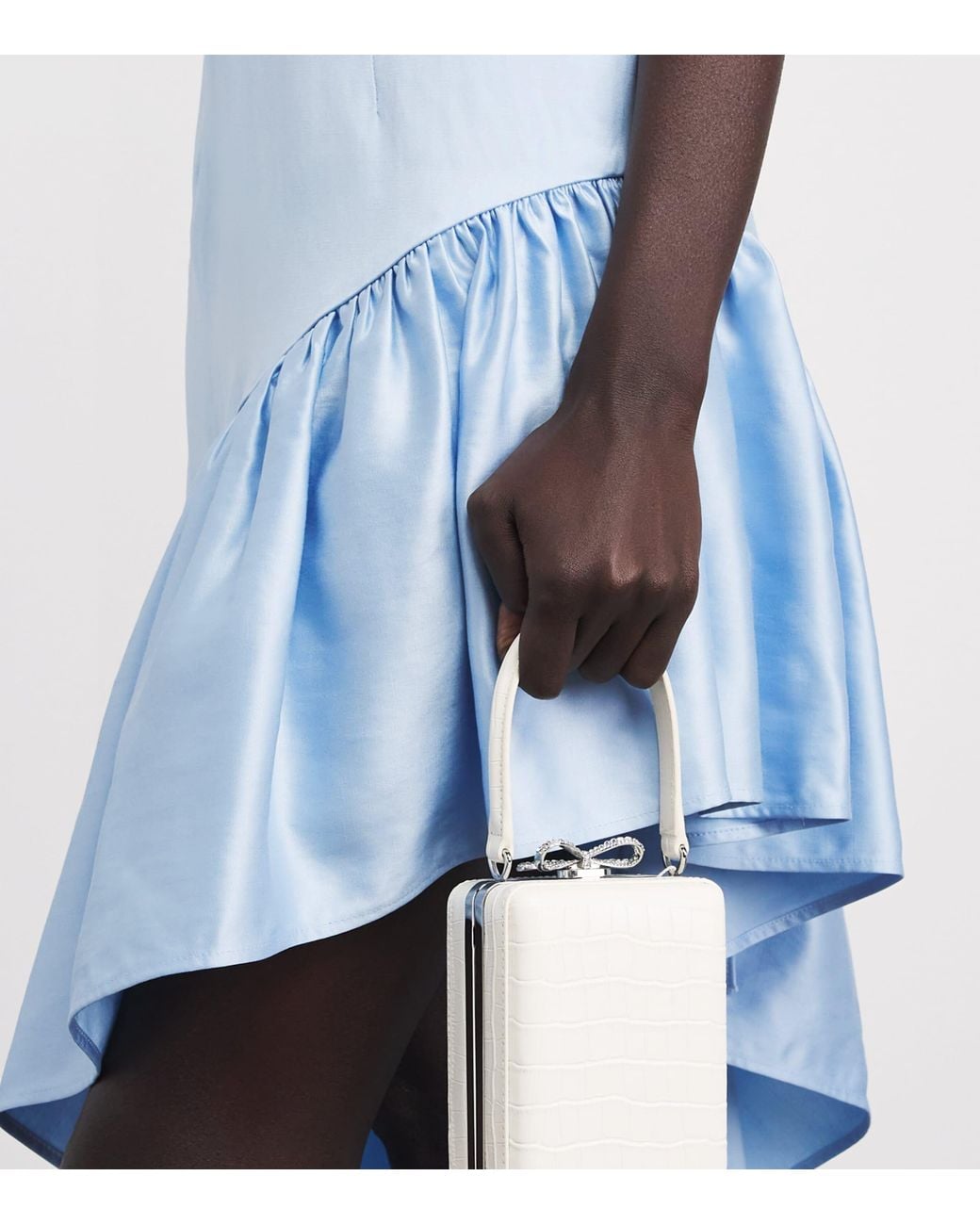 Sandro Blue Lyocell-Linen Asymmetric Ruffle Midi Dress
