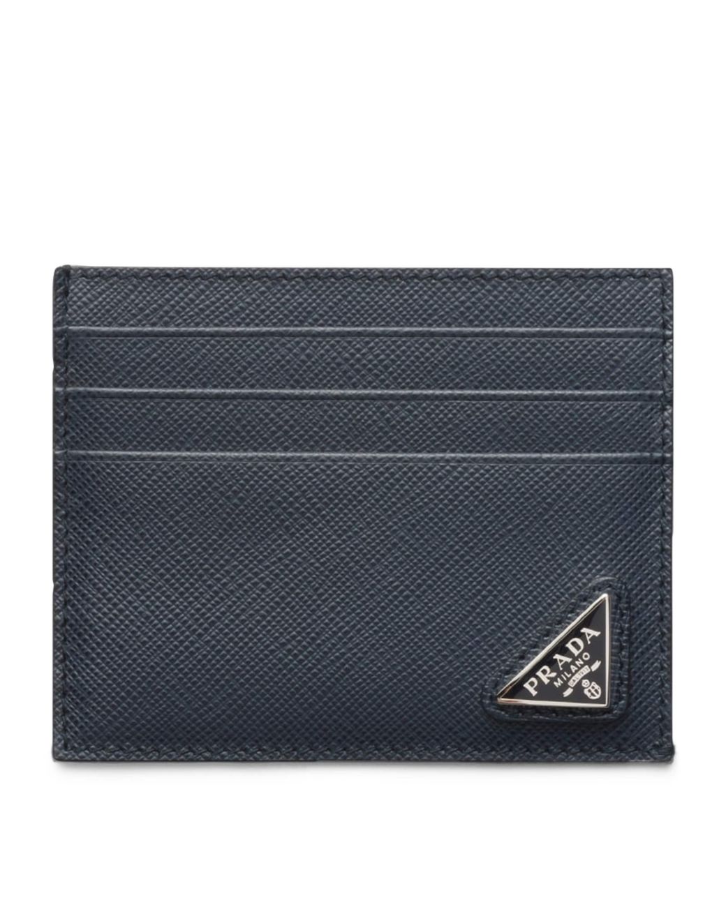 Prada Blue Saffiano Leather Card Holder for men