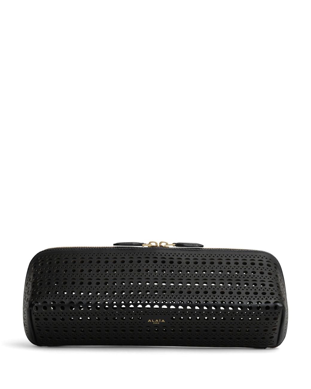 Alaïa Black Leather Perforated Delta Clutch Bag