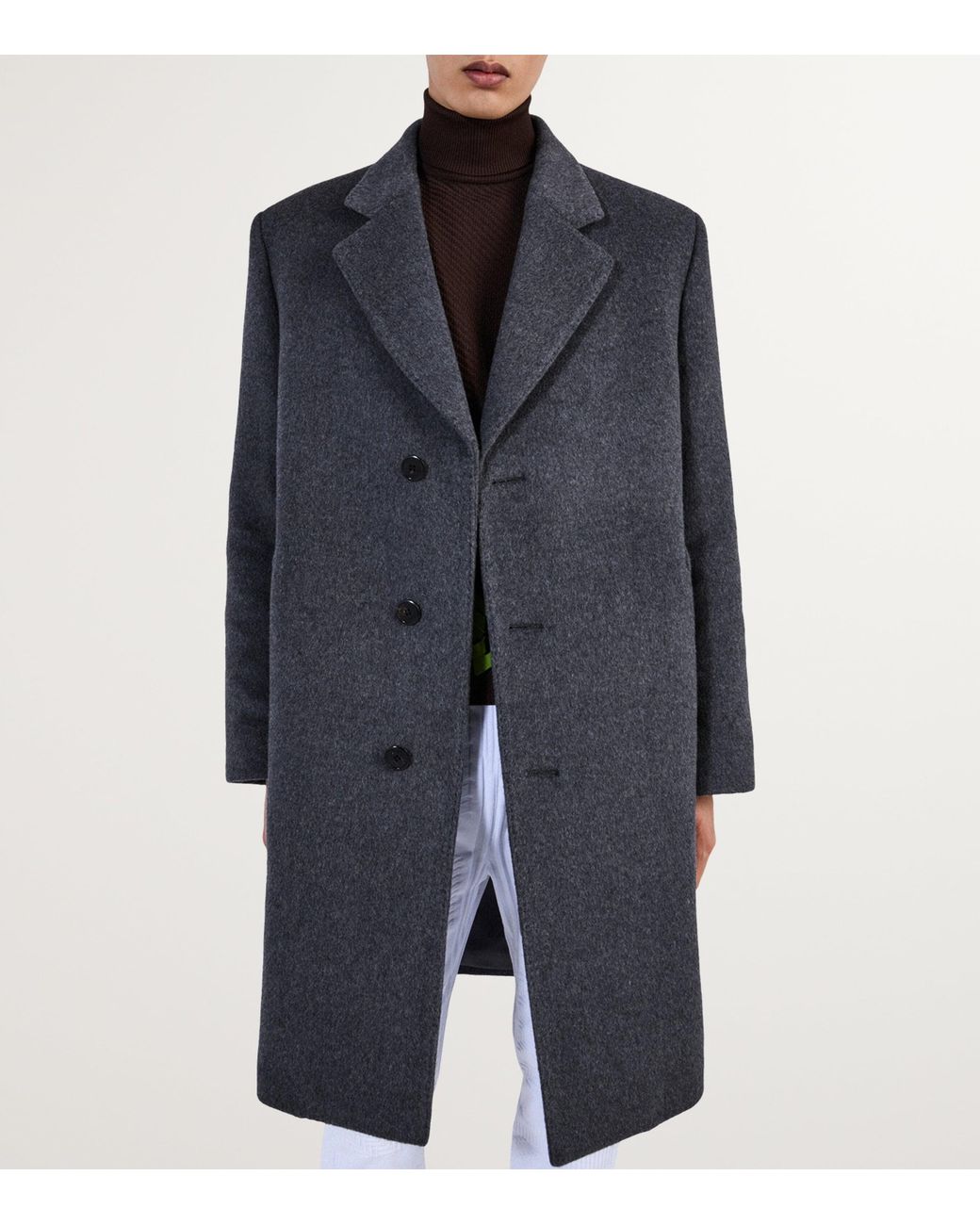 Prada Gray Wool Single-Breasted Coat for men