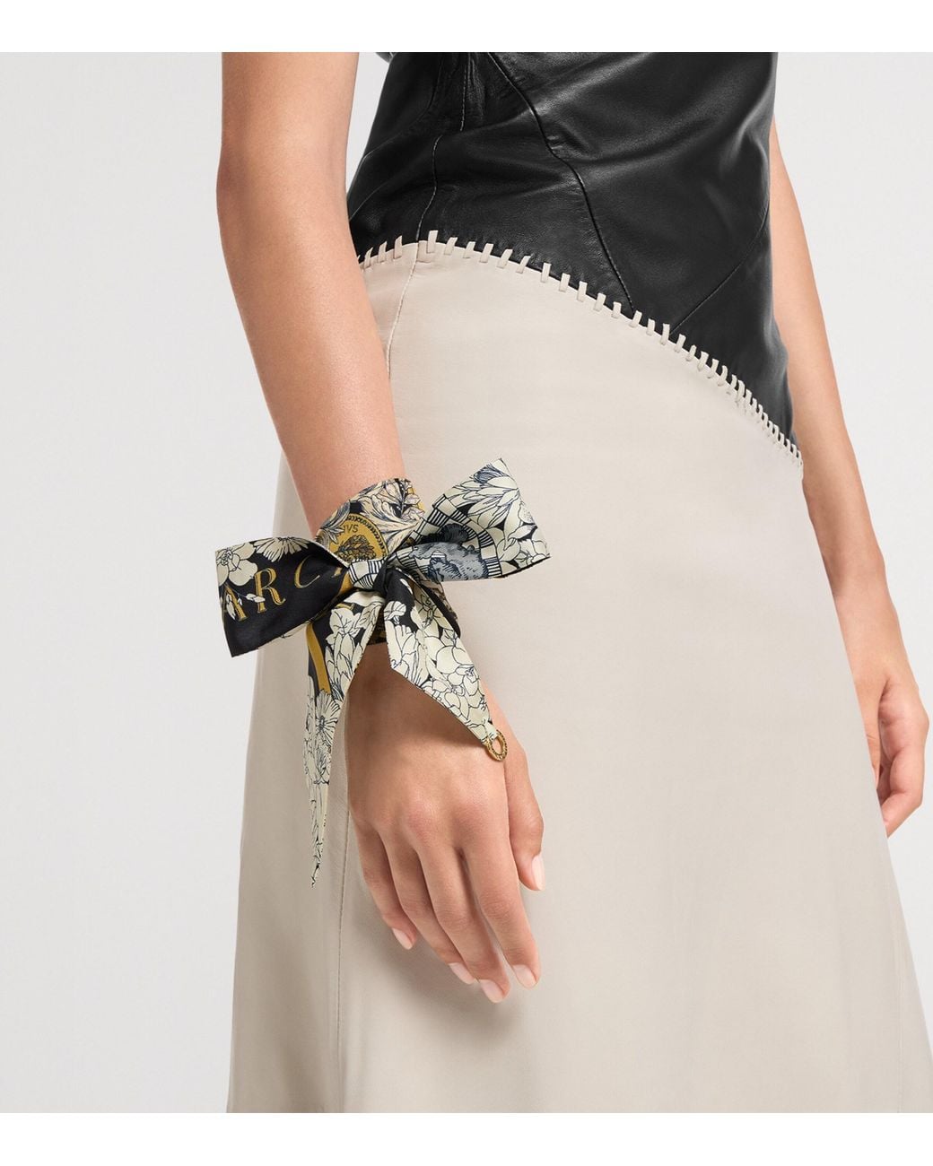 BVLGARI Black Silk Printed Skinny Scarf
