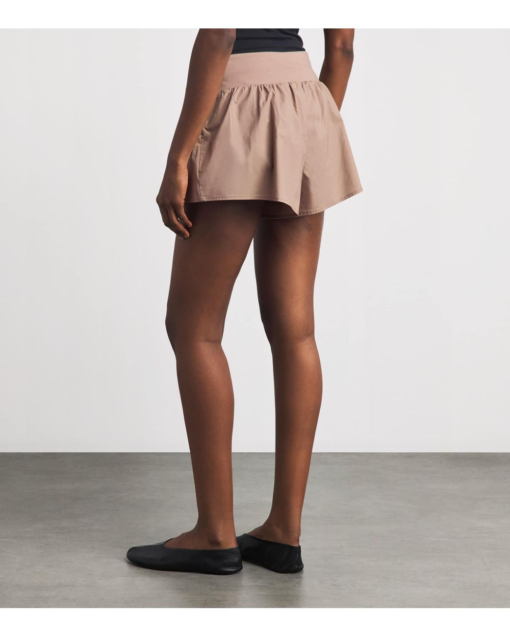 Skims Natural Stretch-Cotton Woven Flutter Shorts
