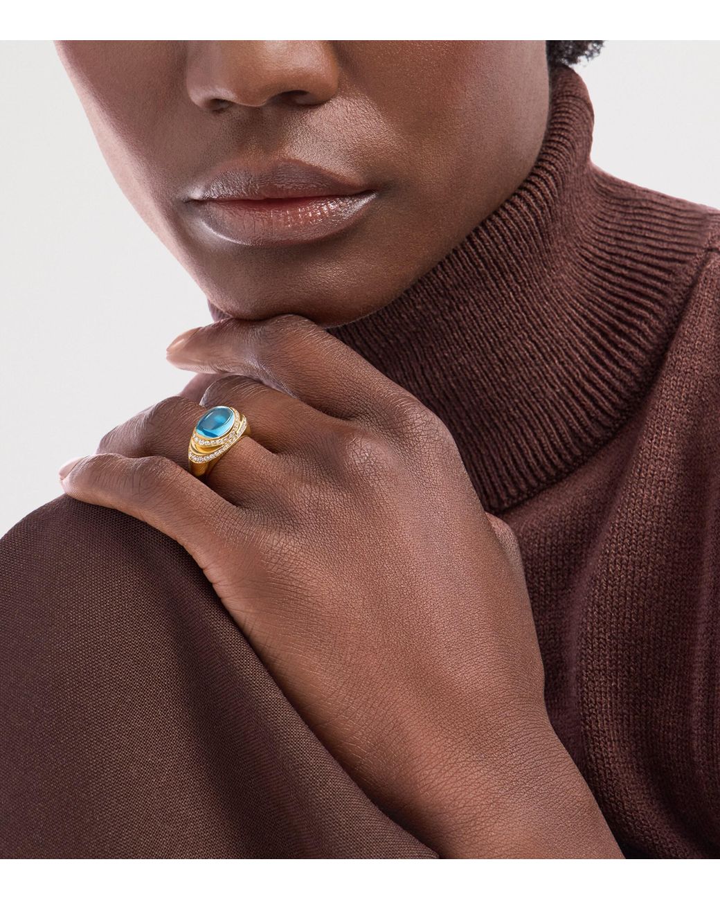 BVLGARI Metallic Diamond And Topaz Cabochon Ring