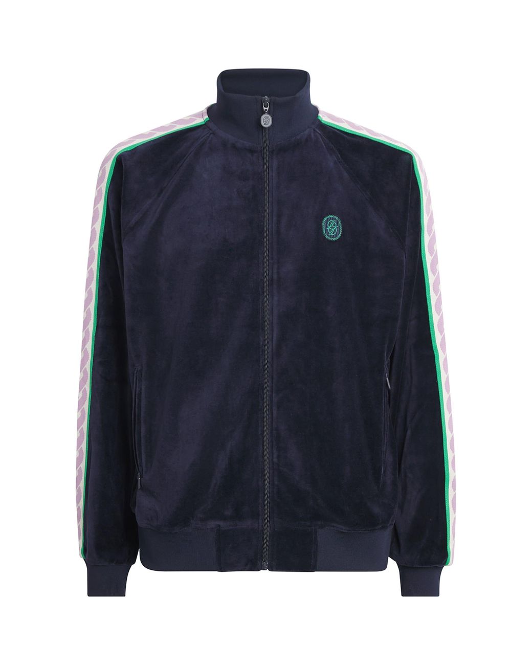 Drole de Monsieur Blue Velour Embroidered Track Jacket for men