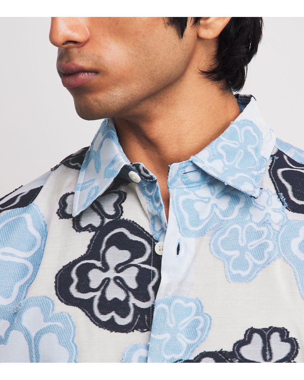 NN07 Blue Floral Jacquard Freddy Shirt for men