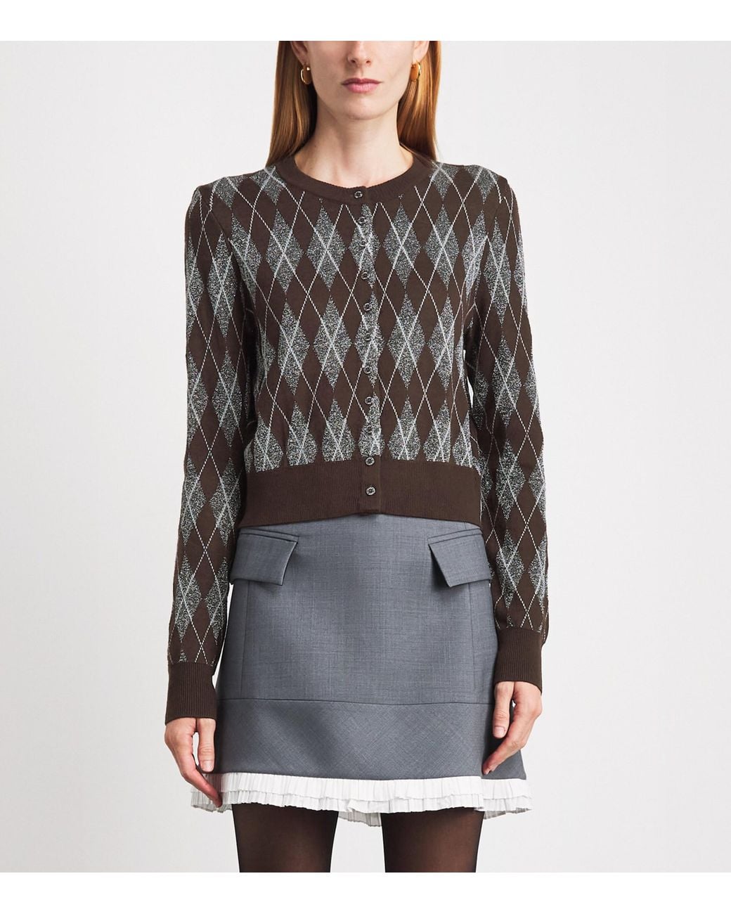 Claudie Pierlot Black Metallic Argyle Cardigan