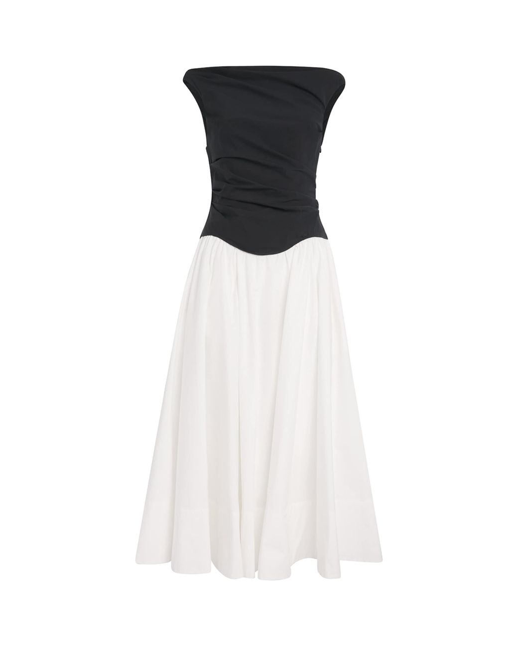 knee length dresses for ladies Cersei Off Shoulder Midi Dress - White Black Multi