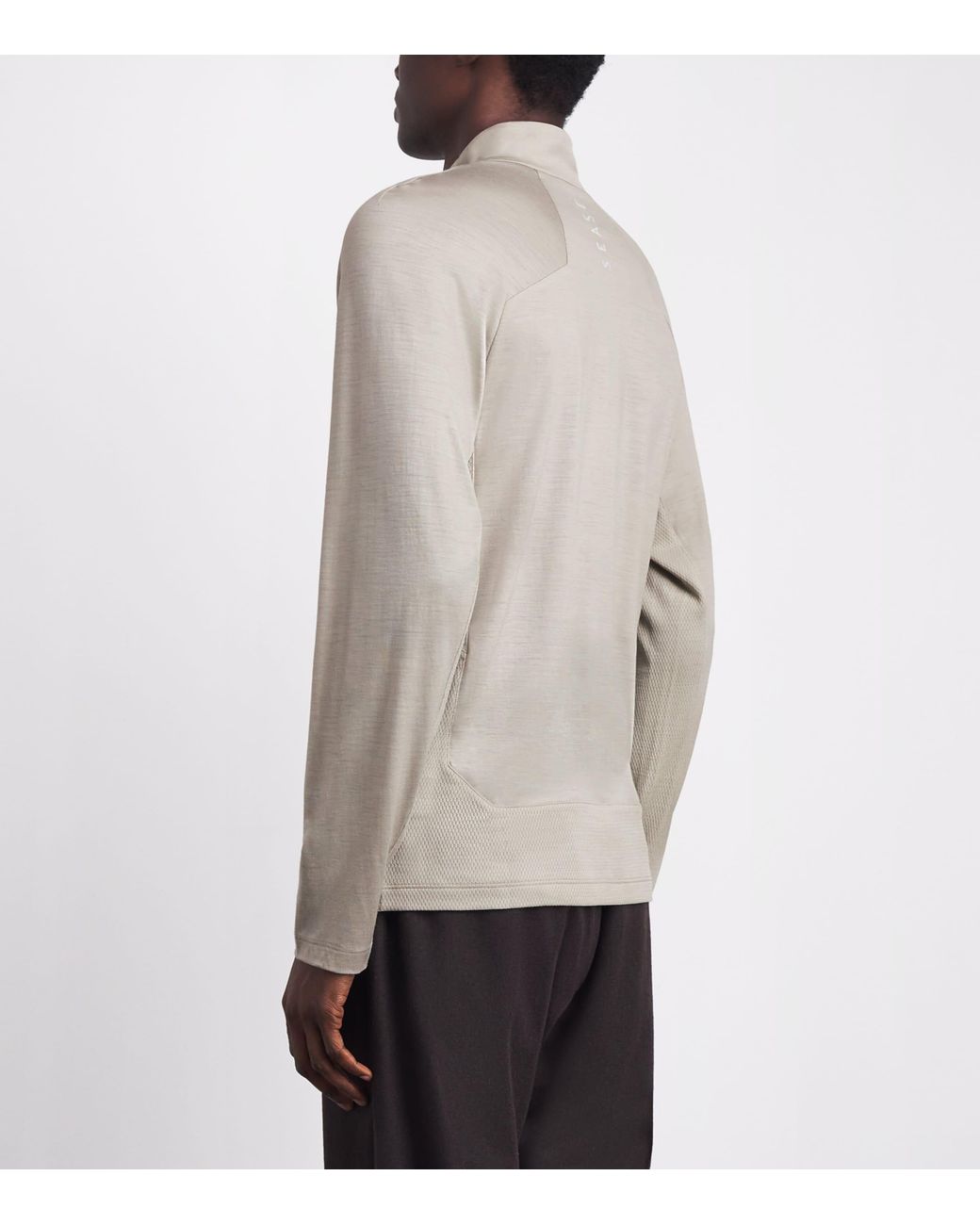 Sease Gray Virgin Wool Quarter-Zip Sweatshirt for men