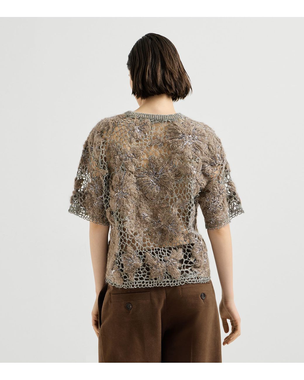 Brunello Cucinelli Natural Mohair-Blend Whispering Bloom T-Shirt