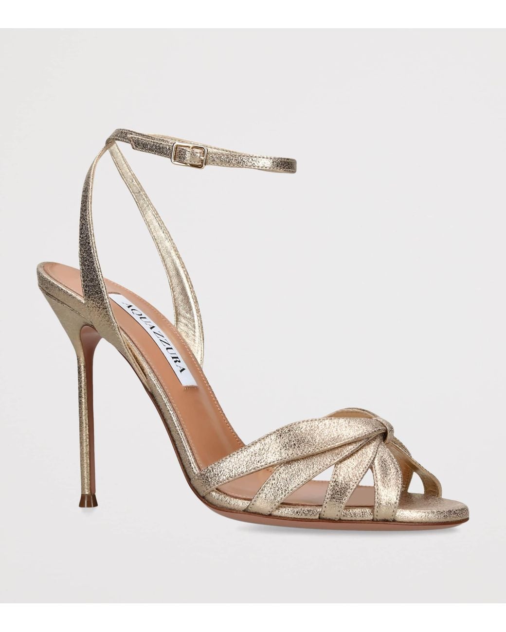Aquazzura Metallic Leather Soulmate Heeled Sandals 105