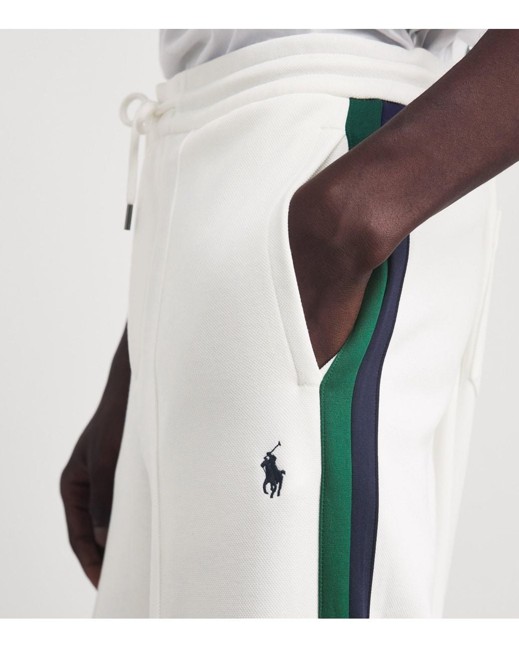 Polo Ralph Lauren White Stripe Open-Cuff Sweatpants for men