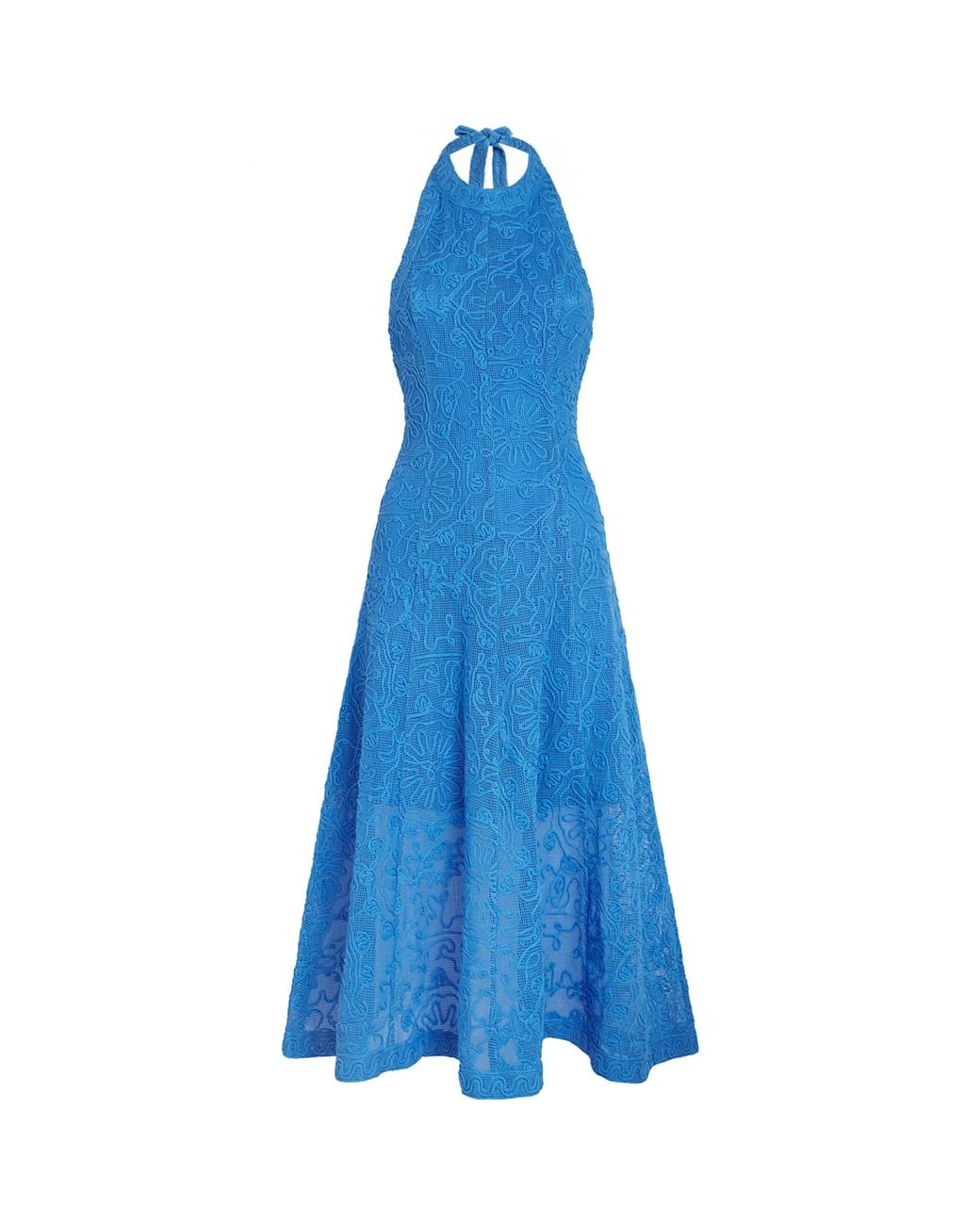 Maje Blue Guipure Lace Midi Dress